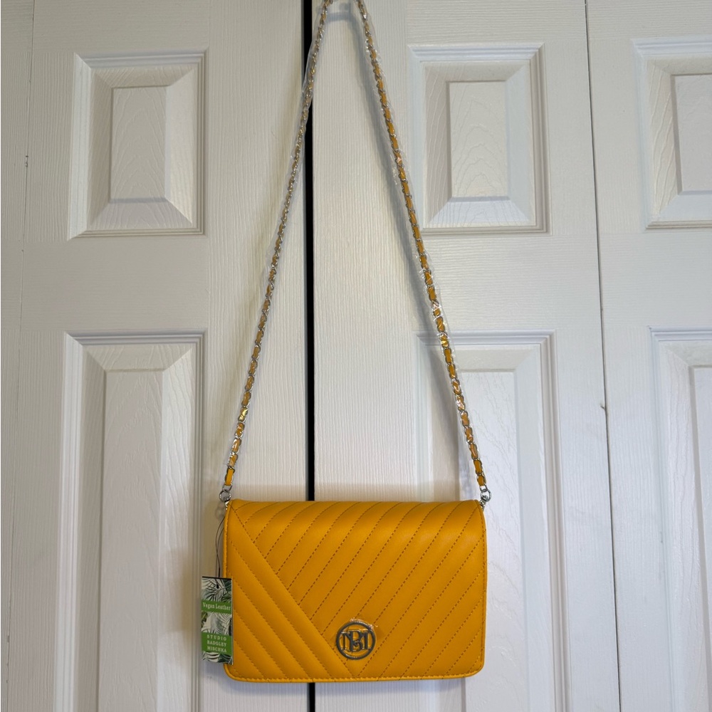 Badgley‎ Mischka Yellow Quilted Crossbody Bag